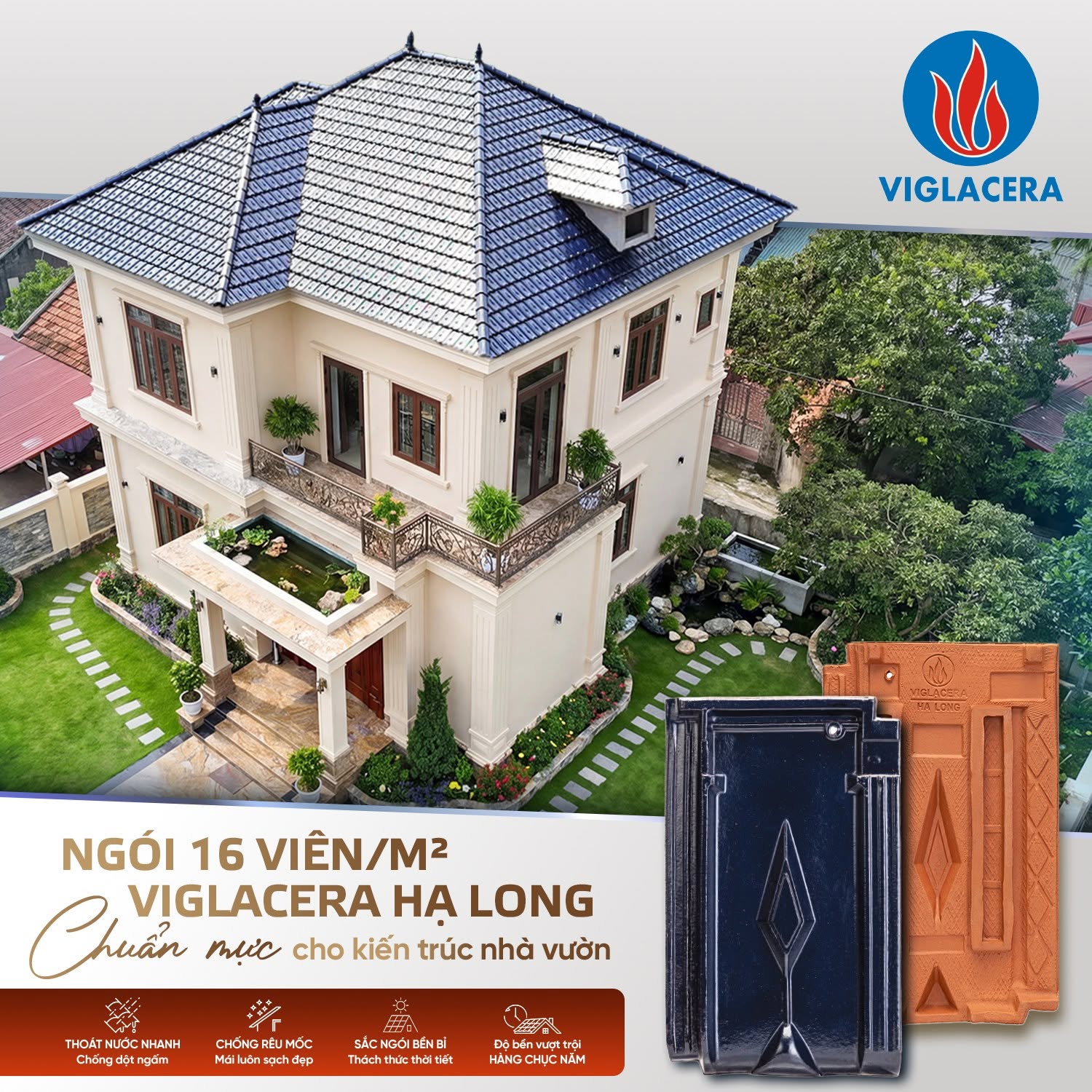 NGÓI 16 VIÊN/M² VIGLACERA HẠ LONG – CHUẨN MỰC CHO KIẾN TRÚC MÁI NGÓI ĐẤT NUNG
